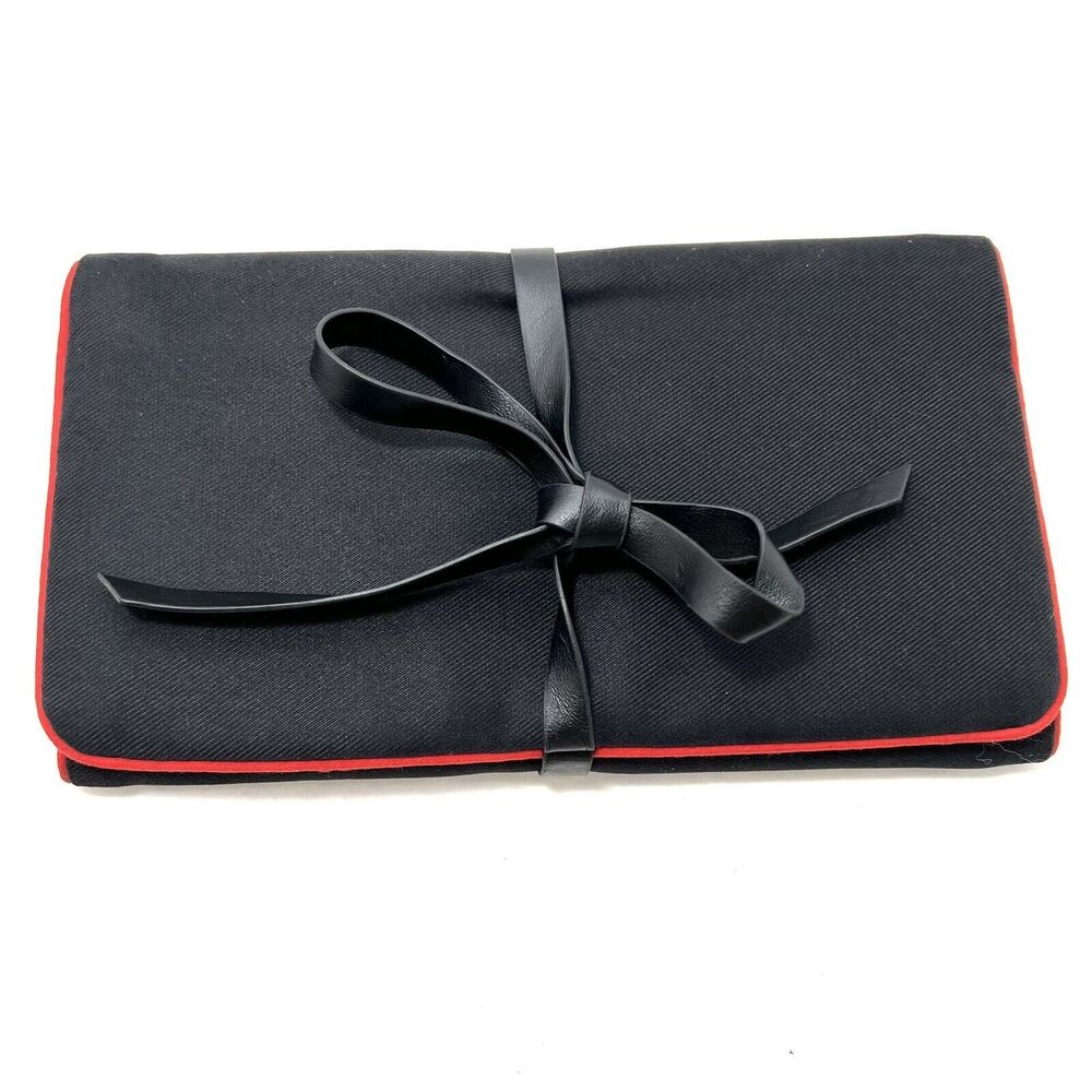 Yves Saint Laurent Trifold Cosmetic Makeup Pouch Leather Strap